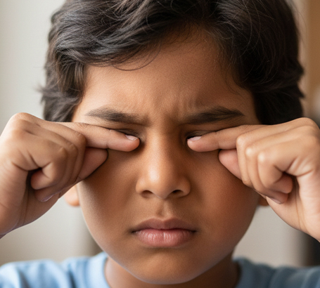 Frequent eye rubbing or blinking