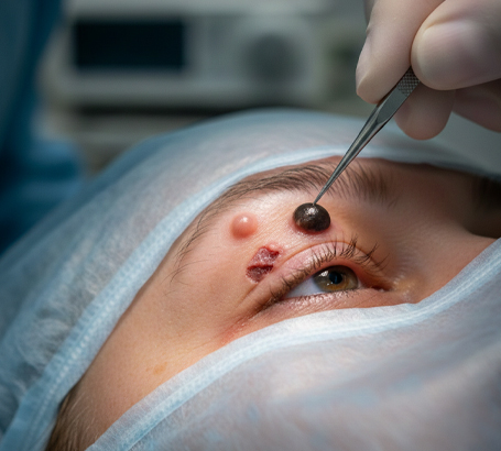 Benign or cancerous growths requiring removal.