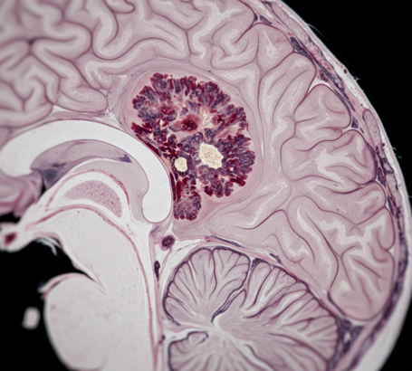 Pressure on visual pathways causing blurred or lost vision.