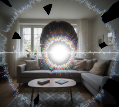 Temporary visual changes like zig-zag lines or flashing lights.